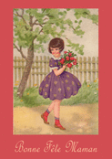 Petite fille aux roses pour maman